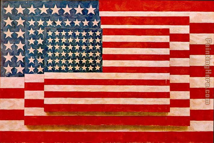 Jasper Johns three flags painting - Unknown Artist Jasper Johns three flags art painting